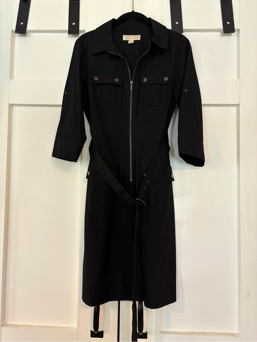 Michael Kors Black Zip-Front Trench Coat Dress